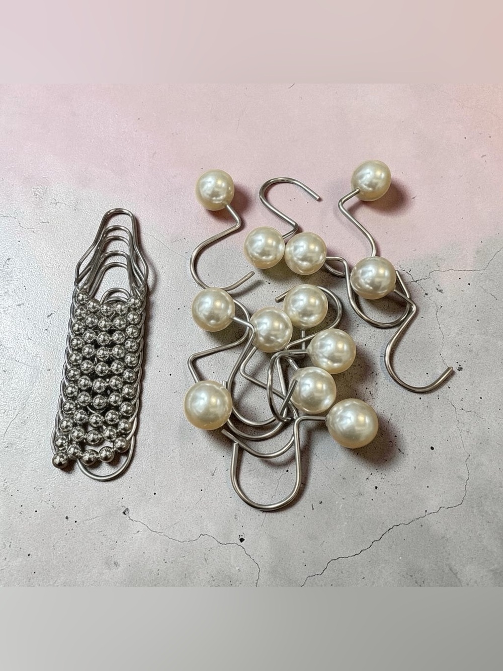 Assorted Decorative Curtain Hooks Pearl Silver Metal Drapery Rings Mixed Lot